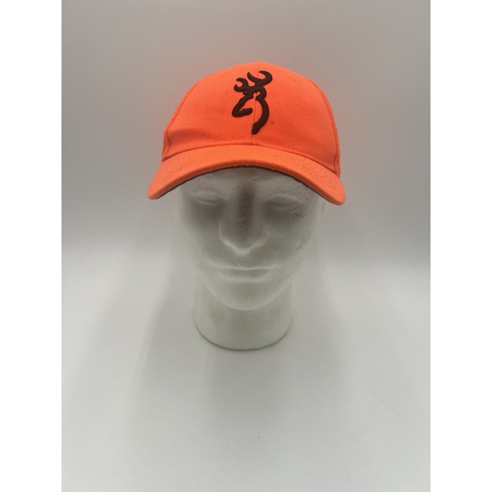Browning Blaze Orange Buckmark Hunting Adjustable Strapback Cap Hat One Size